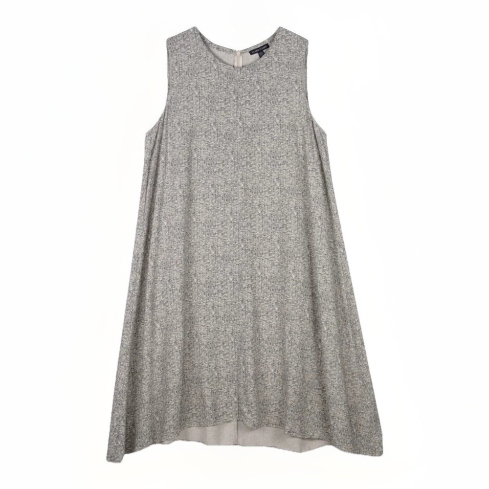 Eileen Fisher Broken Chevron Print Tencel Rayon A-Line Sleeveless Dress Size XS